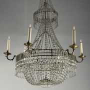 Lustre sac de perles, six feux de lumière, vers 1800