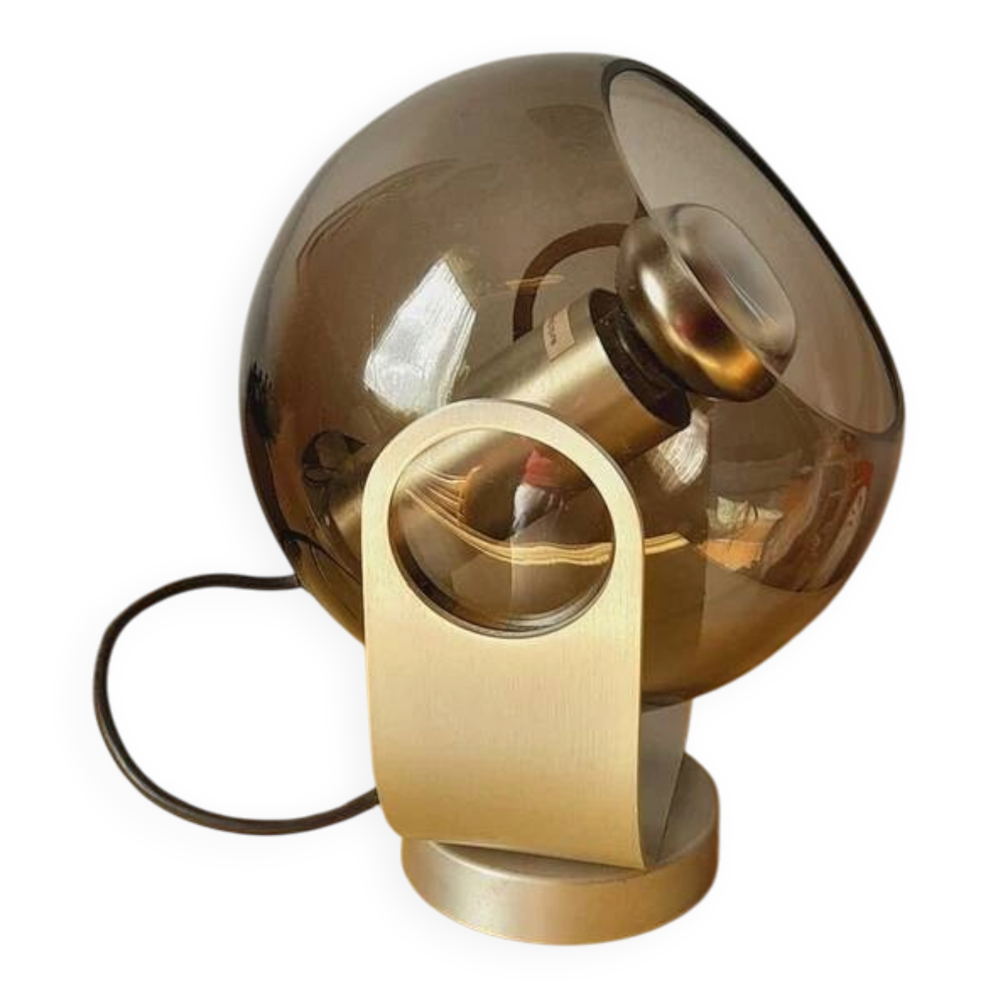 Smoked glass and chrome metal spot lamp from the 70s.