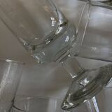 Set of 9 modernist half crystal water wine roller glasses 1960