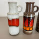 Set of 4 vintage pottery fat lava vases made by Scheurich, Germany, 1970s