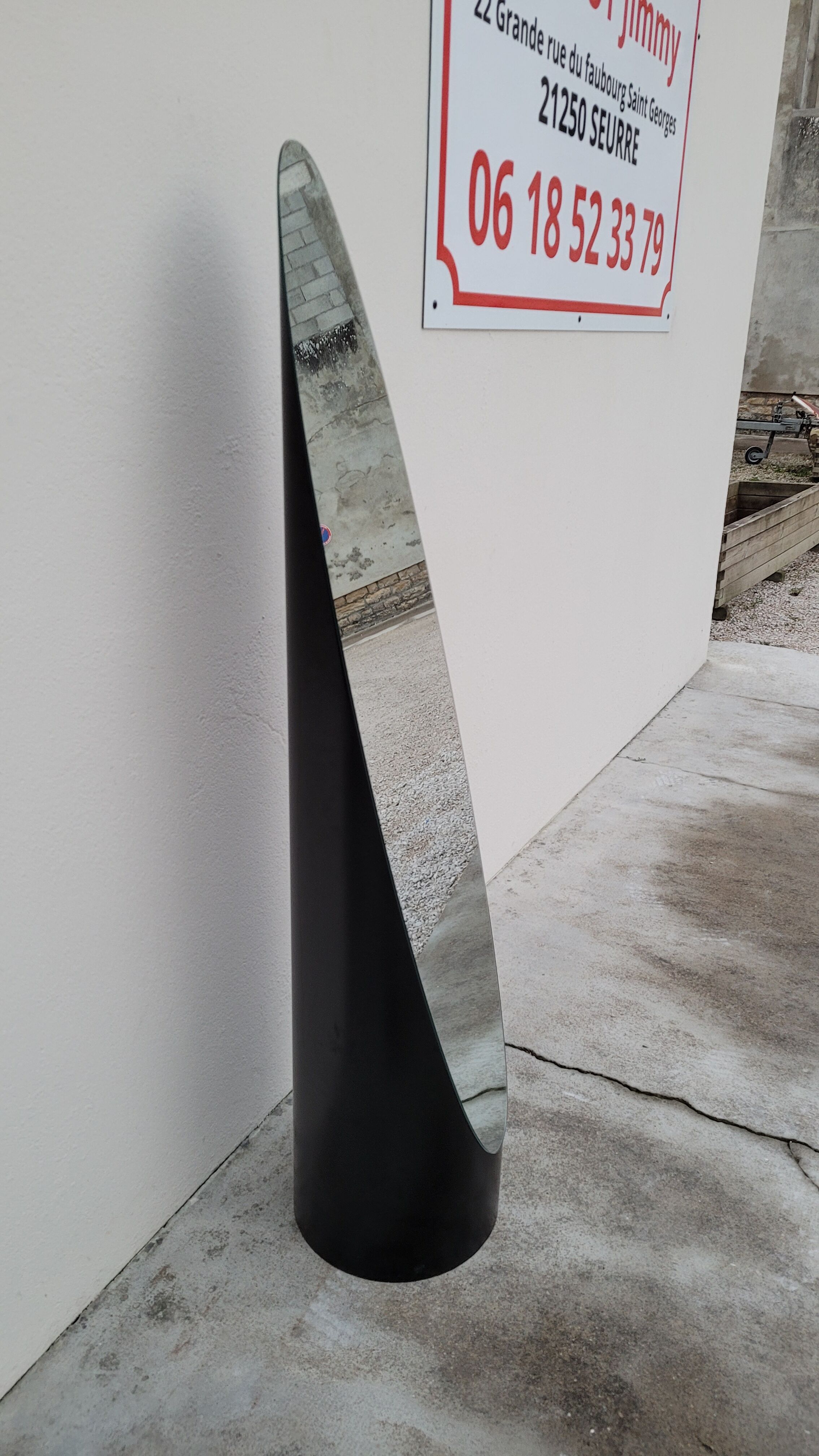 Vintage psyche mirror on foot 1980