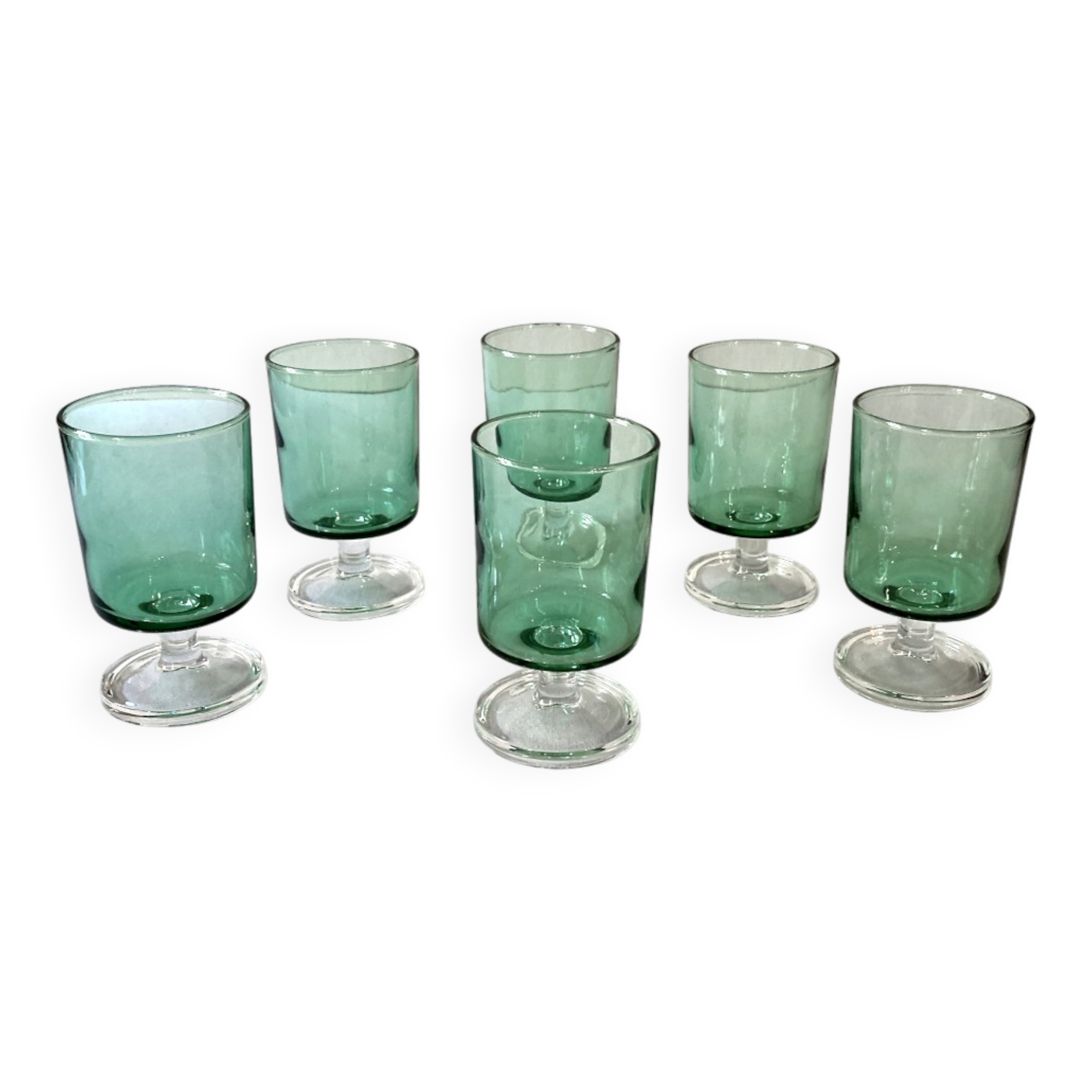6 verres à pied Luminarc, modèle Suède n°5, calice vert