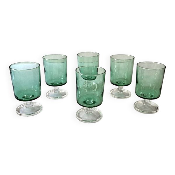 6 verres à pied Luminarc, modèle Suède n°5, calice vert