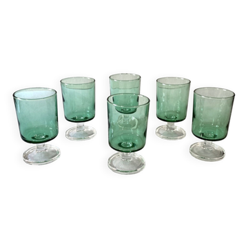 6 stemmed glasses Luminarc, model Sweden no. 5, green chalice.