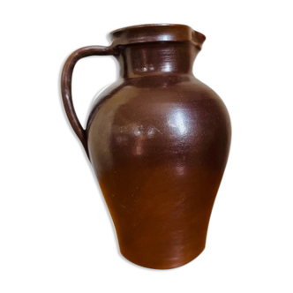 Vase bonbonne en grès marron émaillé