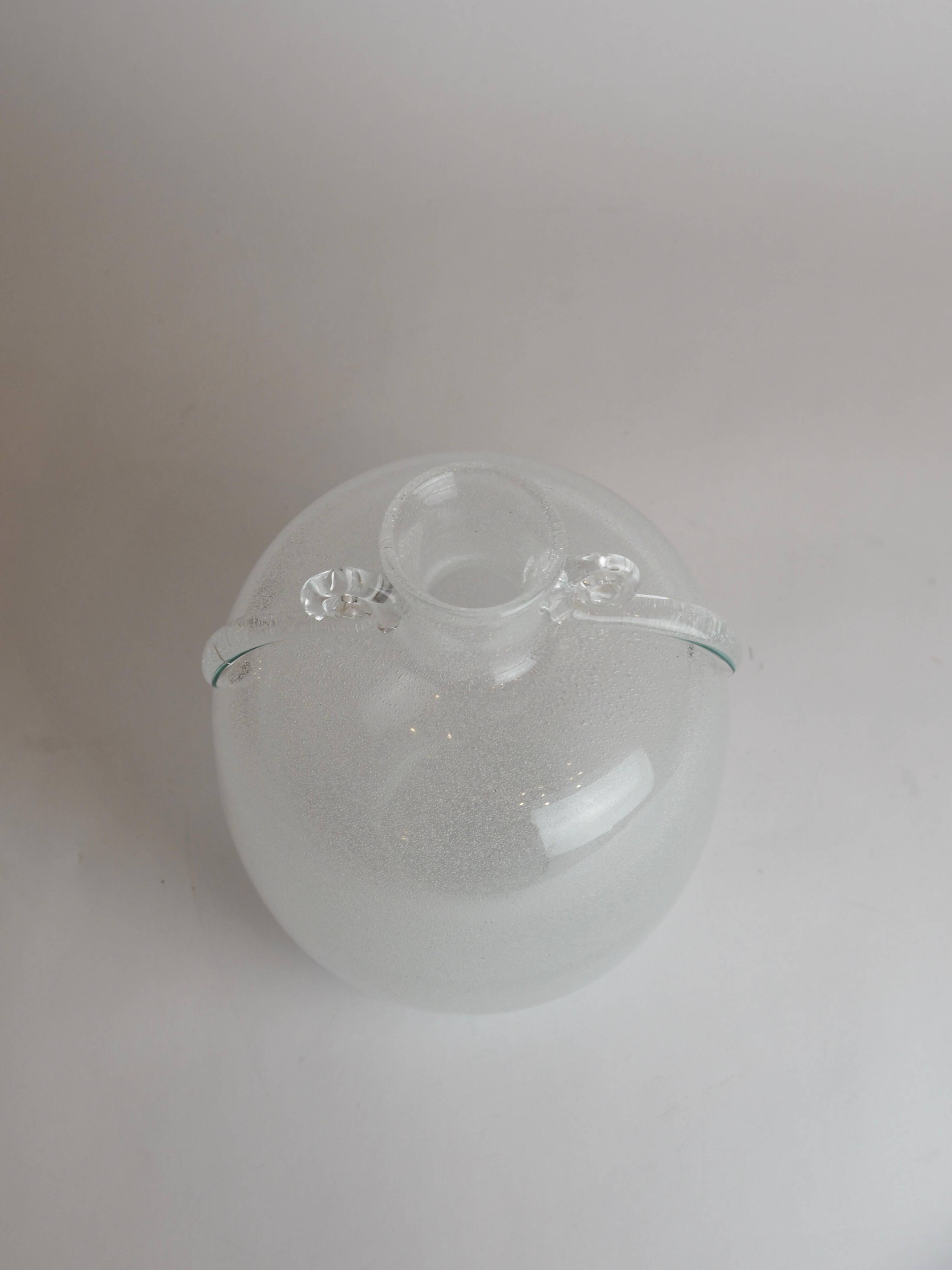 Murano glass vase "Pulegoso" in the shape of an amphora, with scroll handles, signed Seguso Vetri d'Arte.