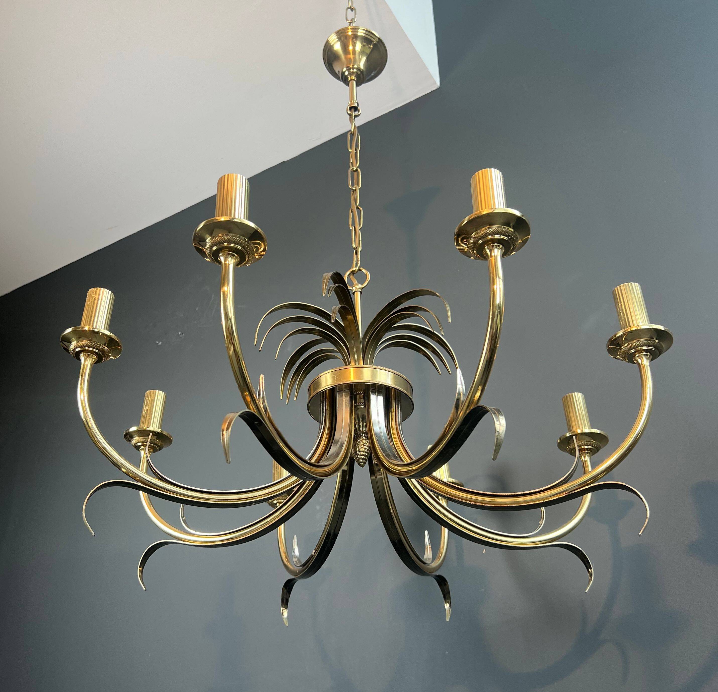 Brushed metal and gold metal pineapple chandelier