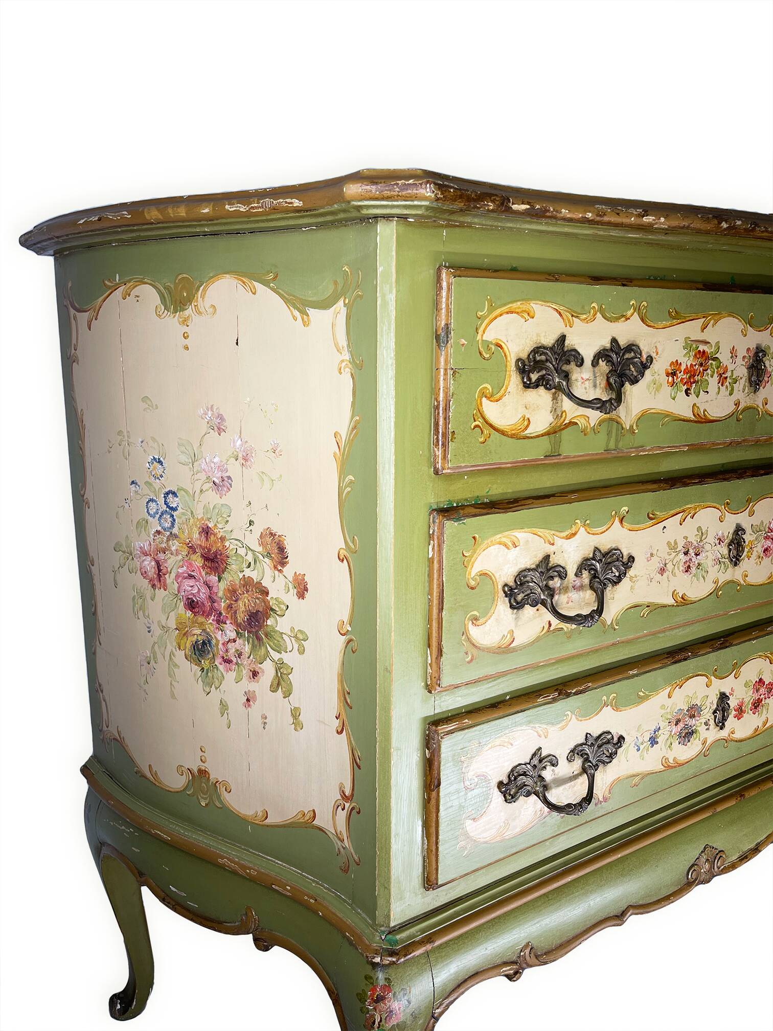 Commode italienne peinte à la main de style vénitien des années 1950