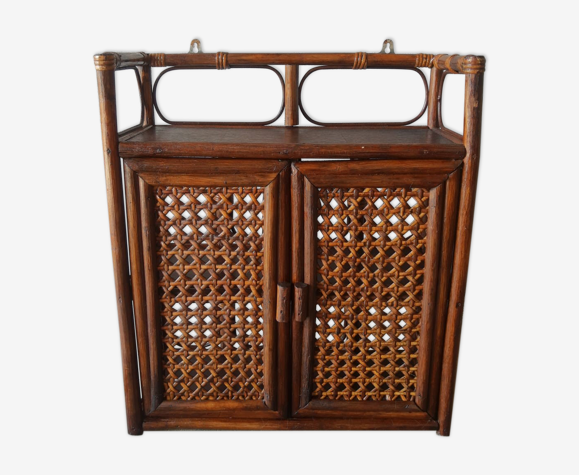 Étagère, armoire à pharmacie en rotin et cannage vintage