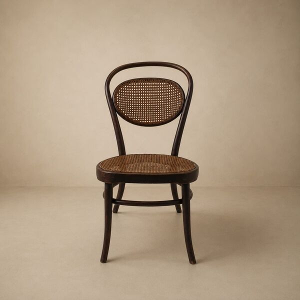 Chaise de nursing en bois cintré et en osier par J&J Kohn, 1910