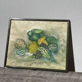 Still life painting of squash and pitcher