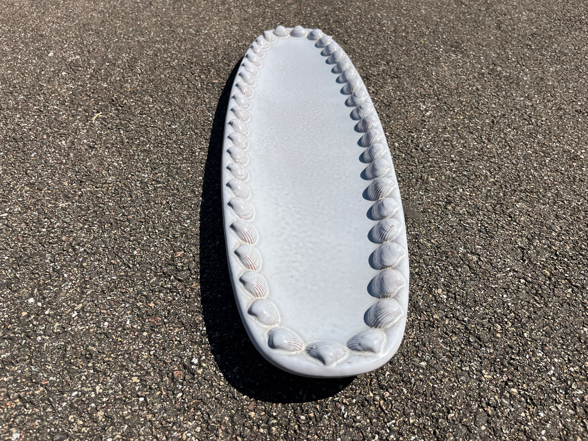 Large fish platter 70cm signed Pol Chambost vintage shell design.