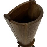 Vintage dark oak umbrella stand basket storage design 60s minimalist design