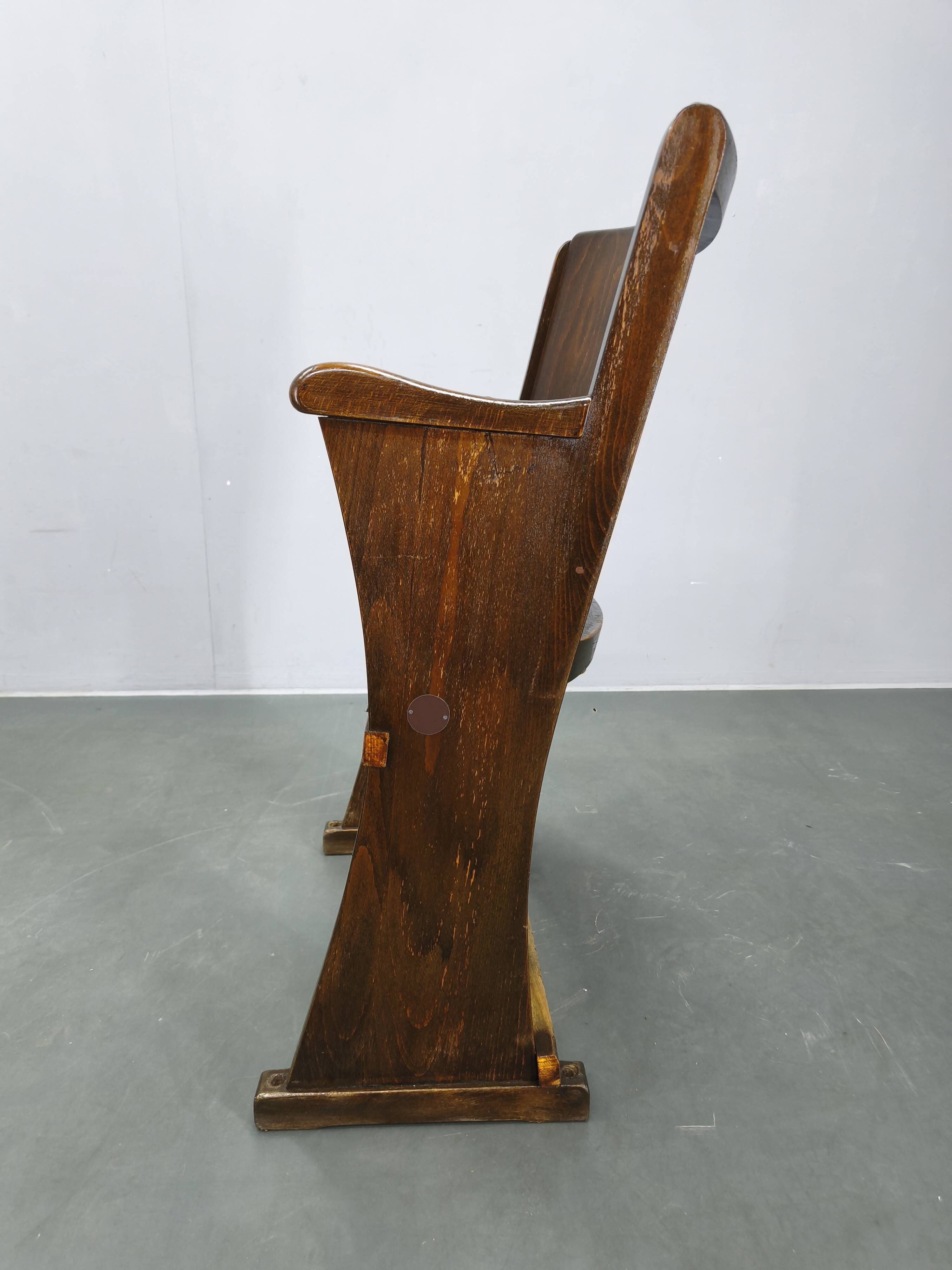 1950s Vintage Cinema Chair Beech Wood Theater Seat Armchair