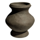 Small brutalist handcrafted terracotta vase with a pedestal, Indonesian, H19 D17.