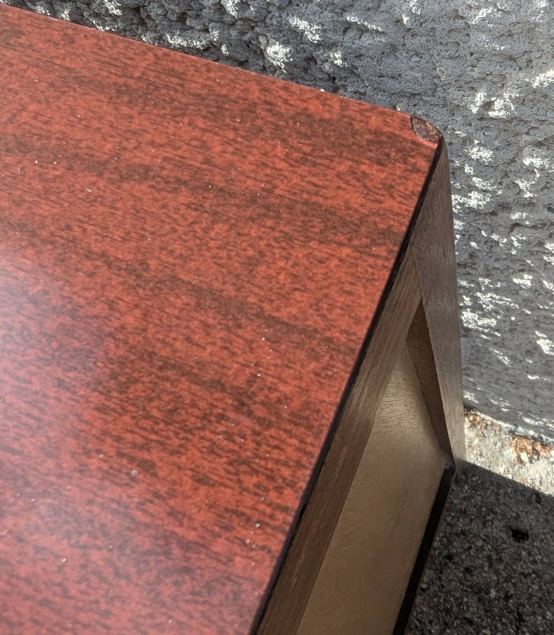 Vintage bedside table from the 50s and 60s with compass legs, Mid Century.