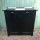 Former Parisian Wood Black Buffet - Plateau Damier Noir - White Vintage
