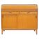 Modern Scandinavian wardrobe in teak with sliding doors and drop-down flap.