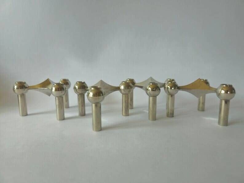 Set of Four Sculptural, Stackable Candle Holders Stoffi & Nagel for BMF Nagel