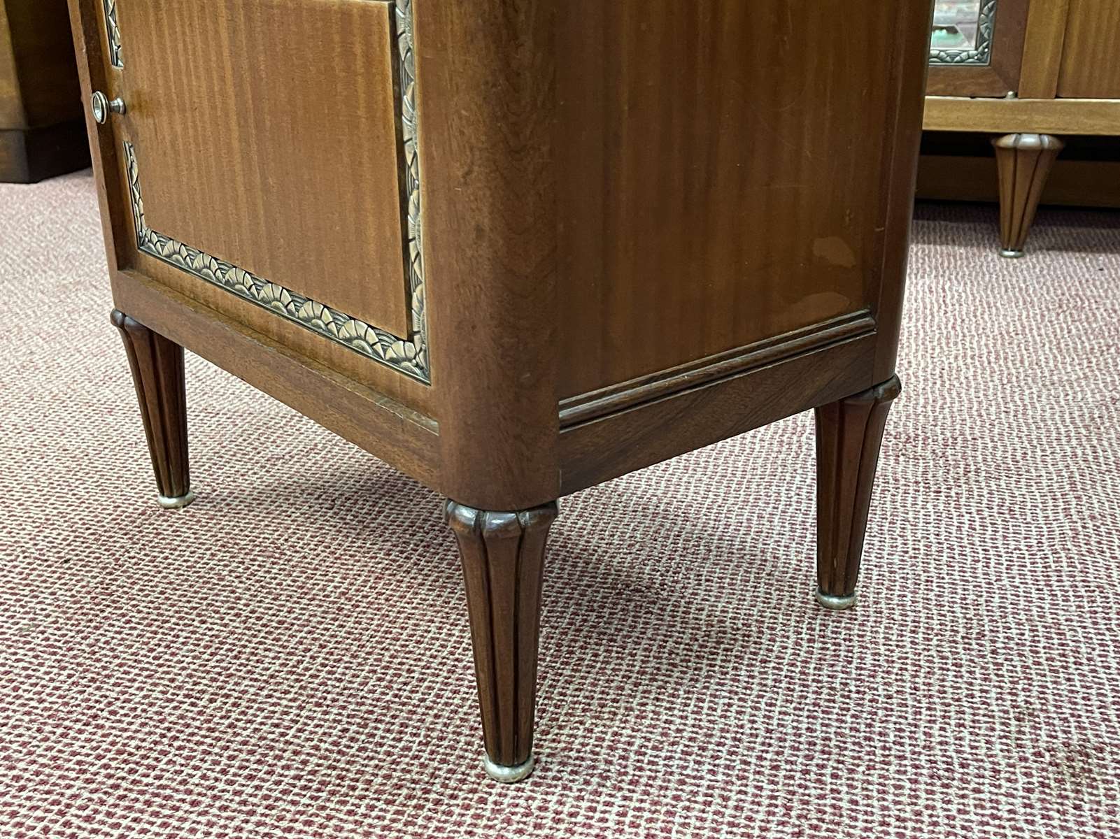 Art deco bedside table in mahogany and marble top