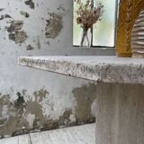 Octagonal travertine coffee table