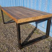 Industrial table 200 x 100 cm with wooden top + metal base