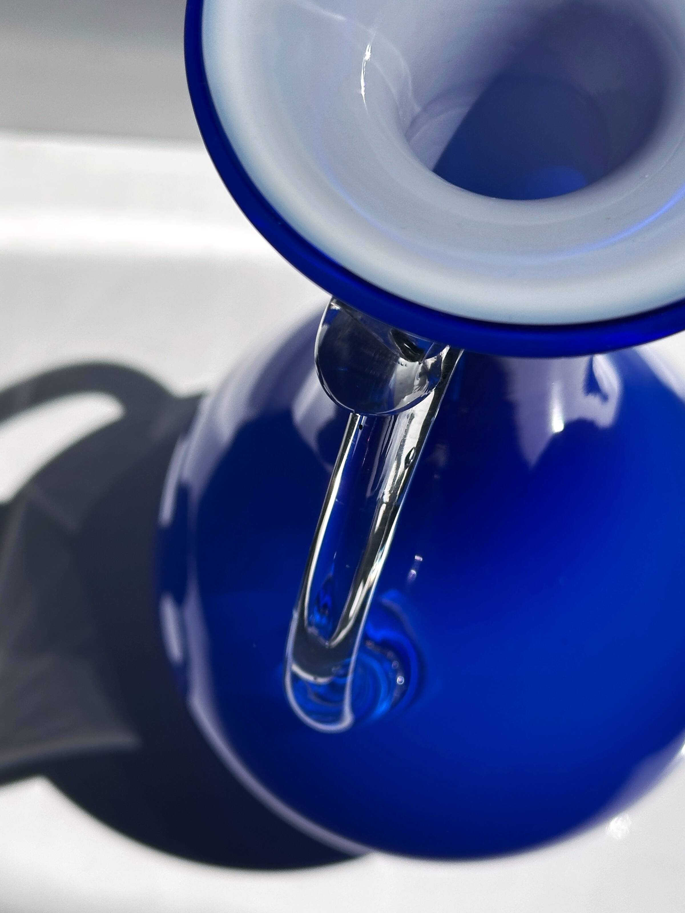 Postmodern handle vase kobalt blue postmodern