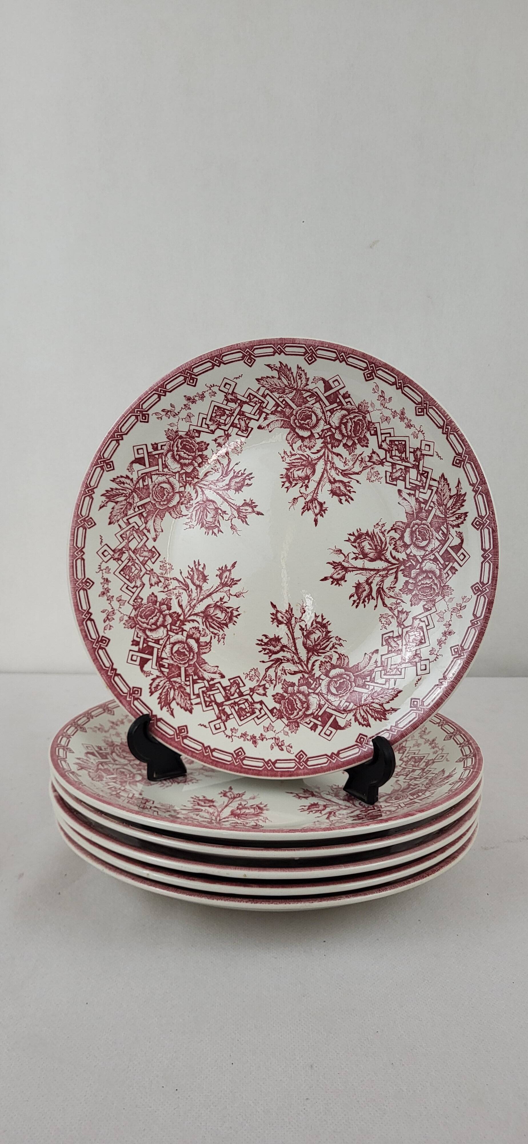 6 Sarreguemines earthenware plates