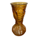 Ancien Vase Verre Moulé Jaune Orange Ambrée Made In Italy Vintage