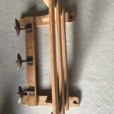 Wood shelf and metal hooks