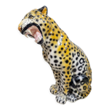 Vintage Italian handmade ceramic Leopard Cheetah sculpture