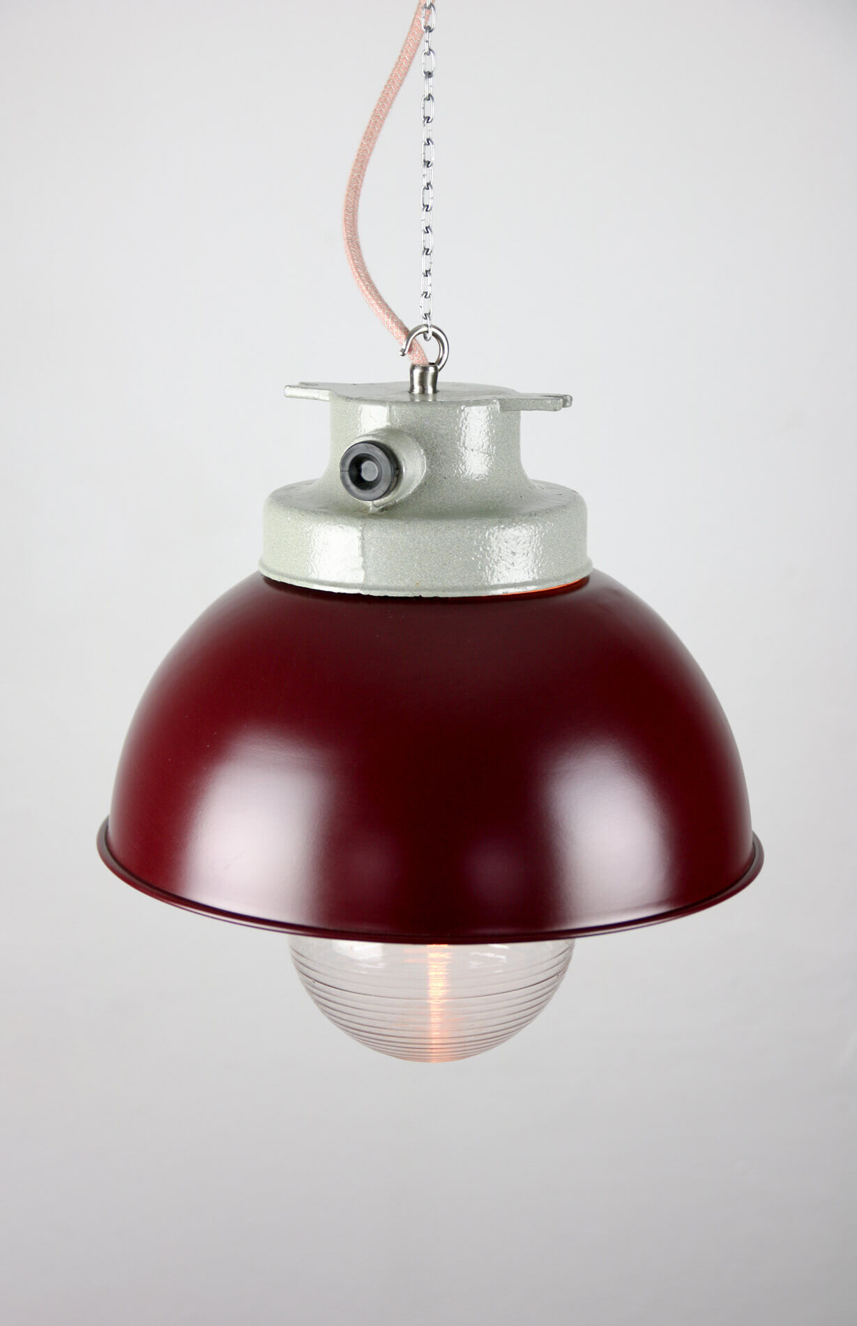 Vintage burgundy big industrial hanging light from TEP
