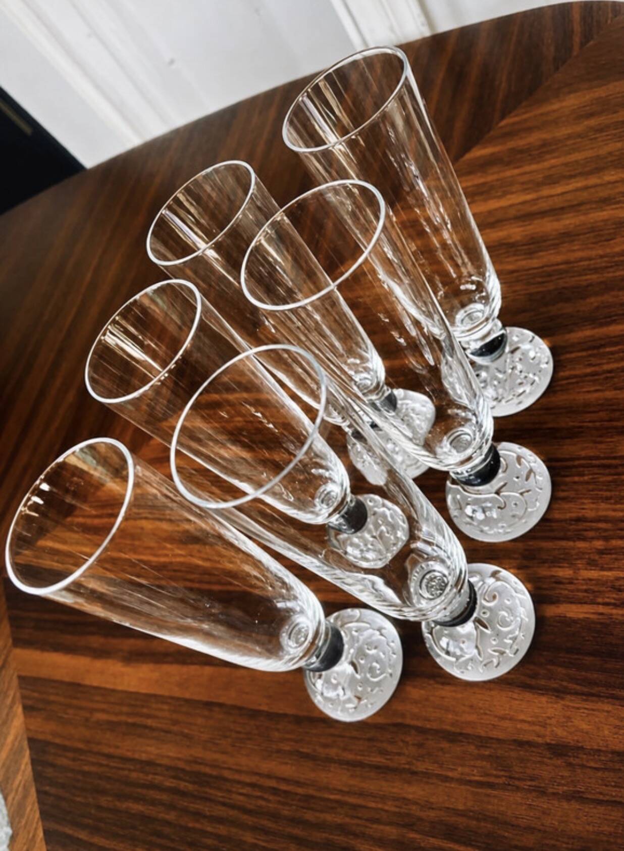 Cristal d'Arques JG Durand Collection Organdi Set of 6 Champagne Flutes