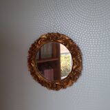 Vintage round mirror in gilded wood 24cm