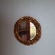 Miroir vintage rond en bois doré 24cm