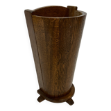 Vintage dark oak umbrella stand basket storage design 60s minimalist design
