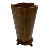Vintage dark oak umbrella stand basket storage design 60s minimalist design