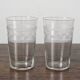2 gobelets verres à eau en verre ancien gravé du XIXe
