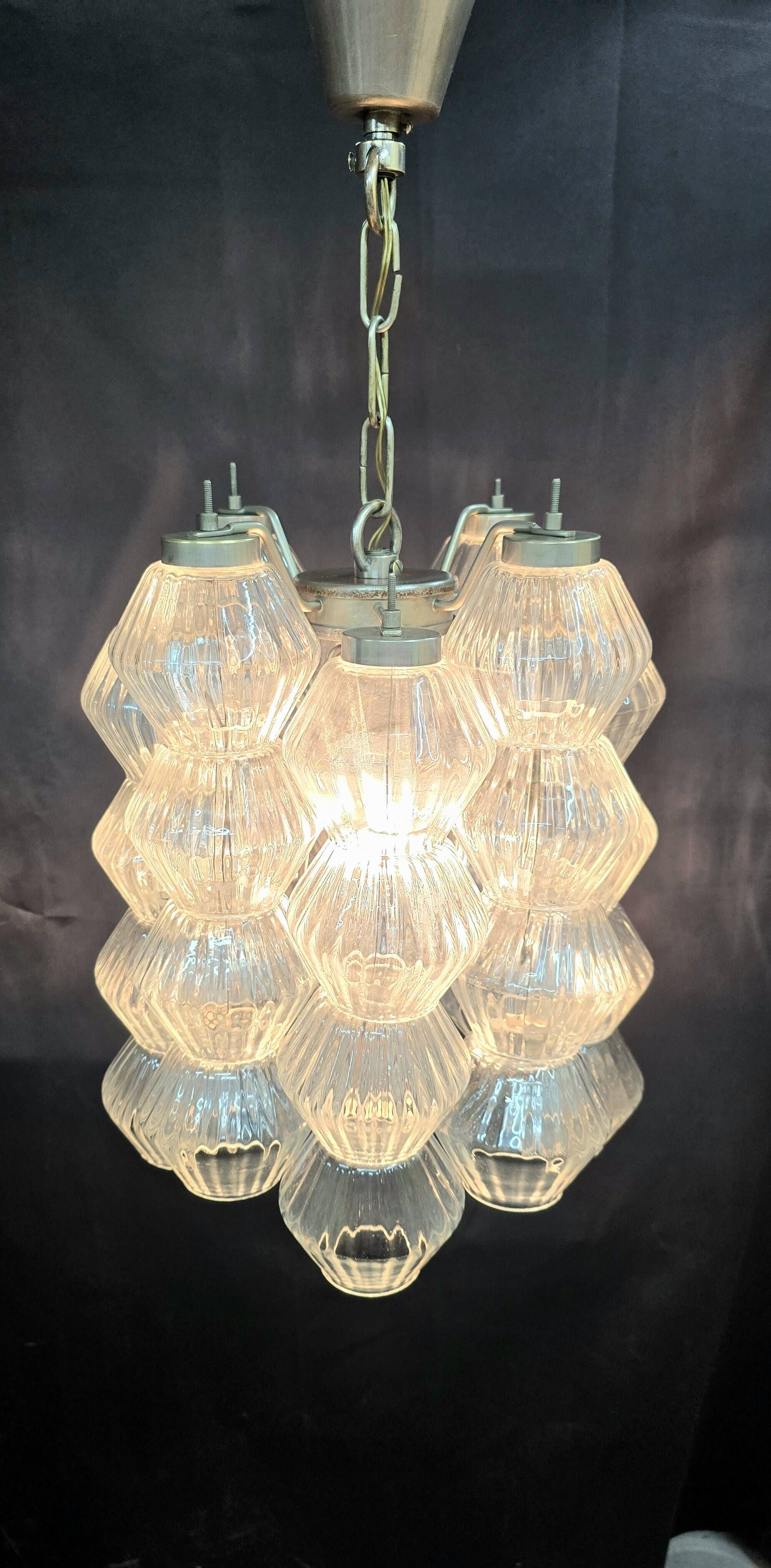 Vintage chandelier by Carlo Scarpa for Venini Murano in blown glass – Italy