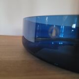 Round blue glass serving dish