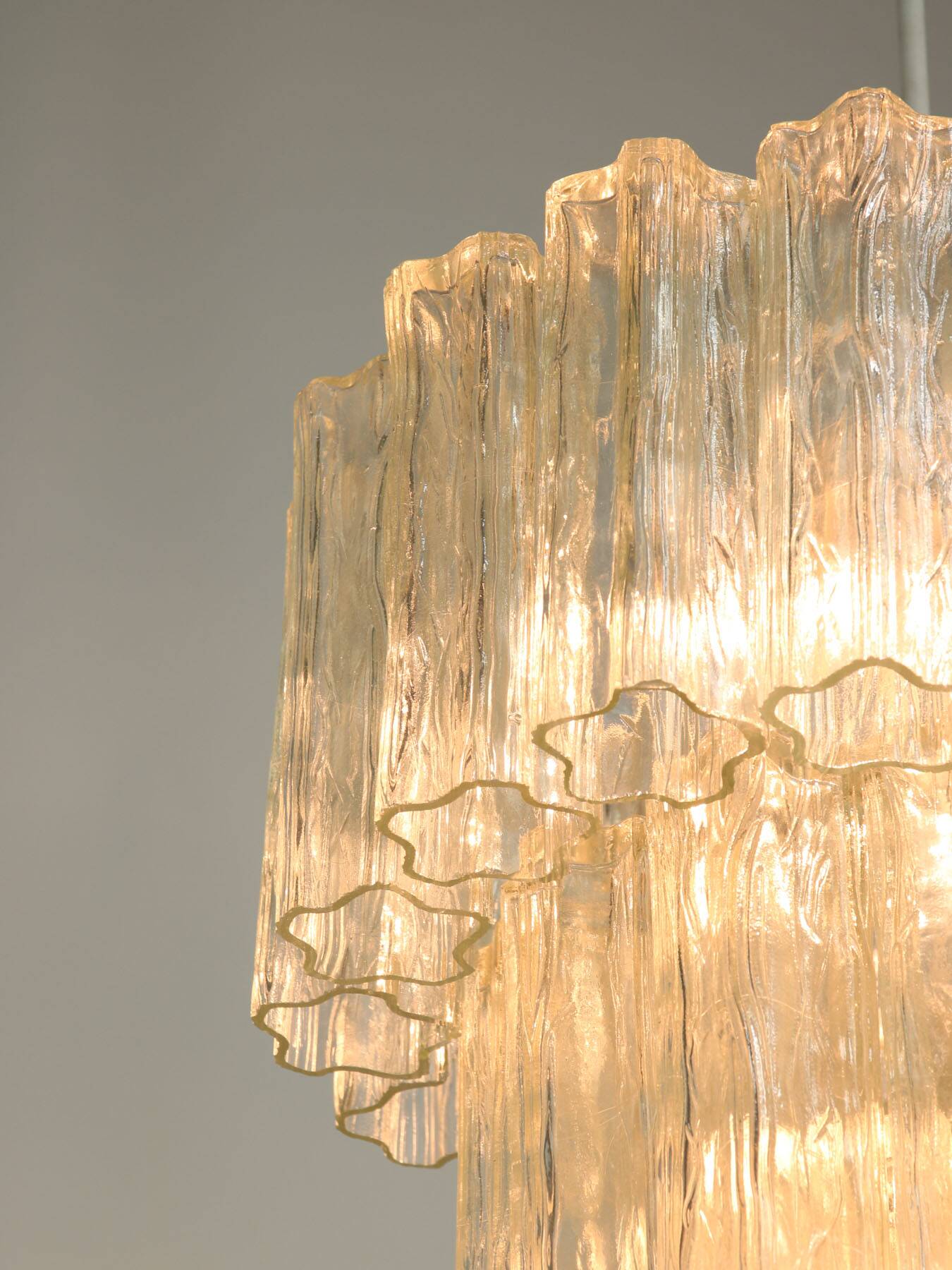 Large Mid-century Italian Glass Cascade Chandelier