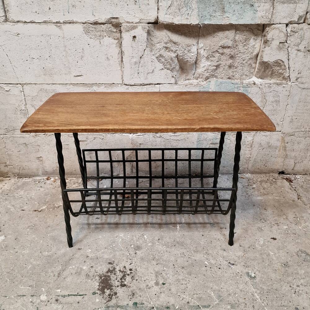 Vintage brutalist magazine rack