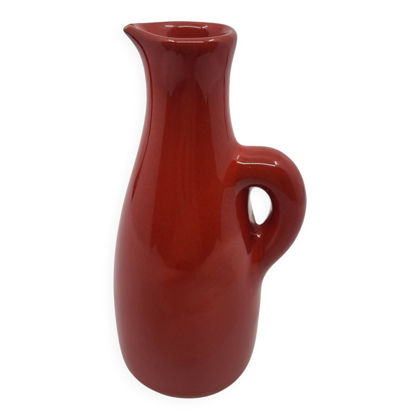 Bouteille Robert Picault  en céramique Rouge Vallauris France Vintage 1950