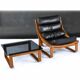 Table d'appoint, table basse carrée en teck et verre Frank Lowen pour Tessa T4, années 1970