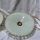 Vintage wavy opaline suspension pair with brass claw