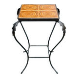 Vintage side table in wrought iron & ceramic – 1960s