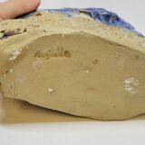Ceramic pottery vase in relief signed angilella