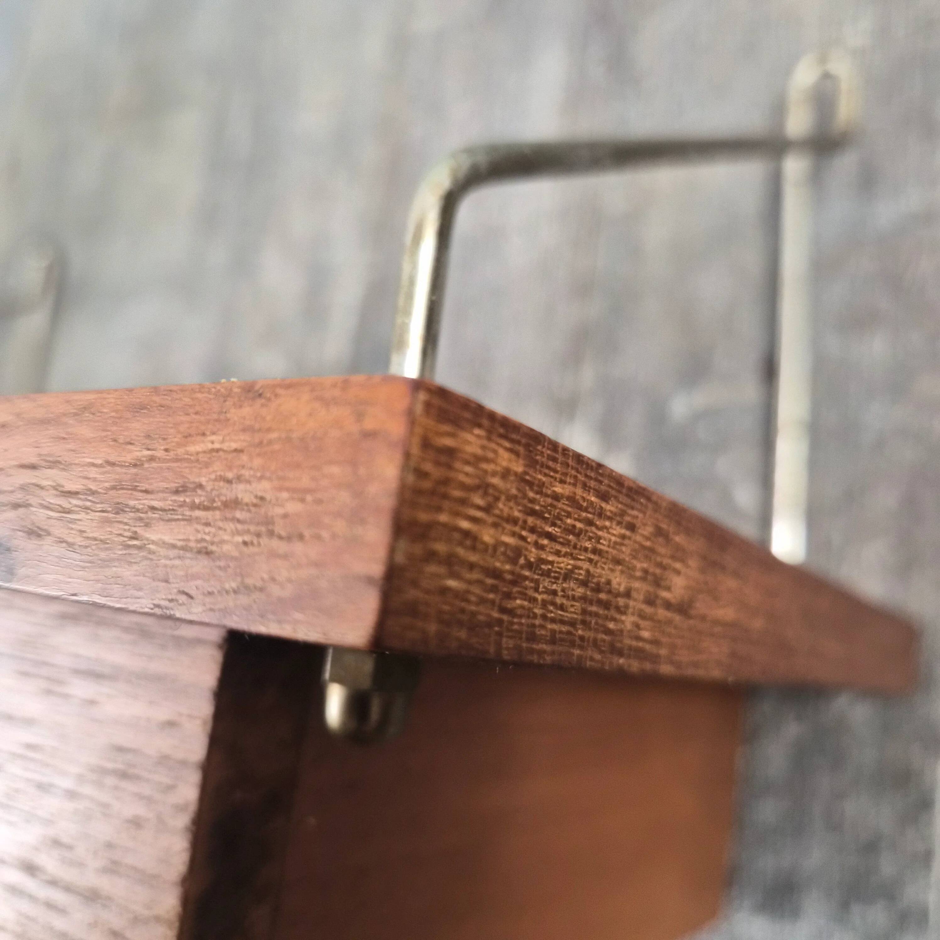 Teak shelf with drawer and brass supports, Denmark, 1960.