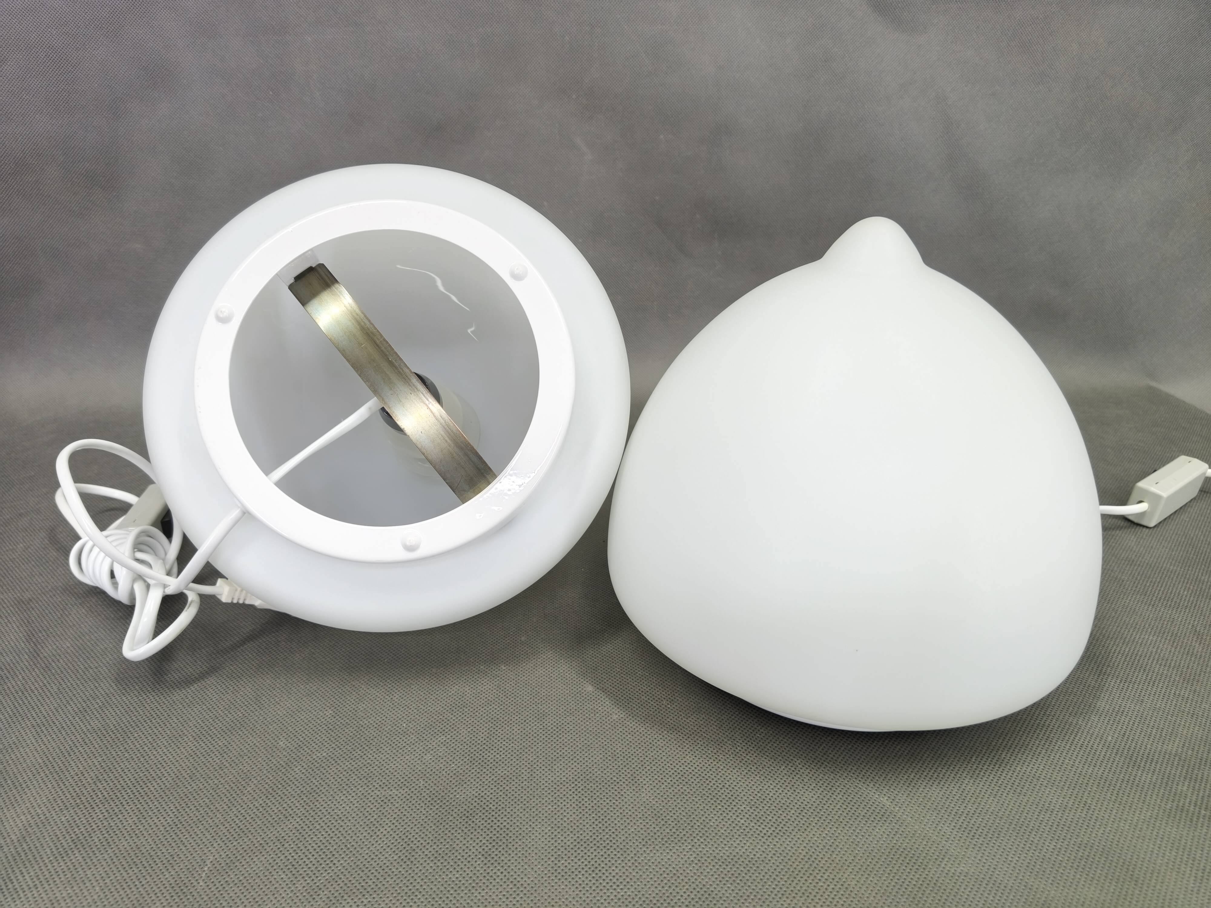 Pair of Czech Opaline Glass Sculptural Table Lamps, 1970s