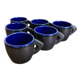 Set of 6 mid century pop 1960s glazed earthenware cups